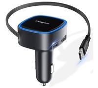 Cargador de coche retráctil USB C, 90 W, adaptador de coche súper rápido de 3 puertos para iPhone 17 Pro Max/Air/16/15/iPad Pro, accesorios USB C para teléfono Android, adaptador dual de 45 W PPS para
