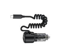Cargador de coche tipo C de 65 W de carga rápida para tablet de teléfono celular 16 15 de 12 a 24 V, adaptador de carga de coche con cable en espiral tipo C, adaptador de carga rápida