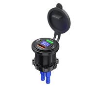 Cargador de coche tipo C - Entrega de energía PD+QC3.0 de alta velocidad, diseño de pantalla LED digital, puertos USB-A + C + especificación de salida total de 60 W, construcción robusta de PVC ABS