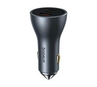 Cargador de coche Universal 65W GaN, 2 USB-C, 1 USB, carga rápida, sobrevoltaje, negro