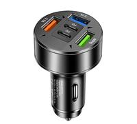 Cargador de coche USB: adaptador súper rápido tipo C, concentrador multipuerto de 100 W | Estación de carga rápida de 5 puertos, accesorio de alimentación del vehículo, compatibilidad multidispositivo