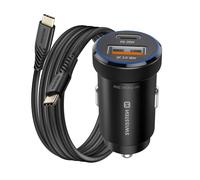Cargador de coche USB-C 20W / USB-A para smartphone con cable USB-C 60W 1m
