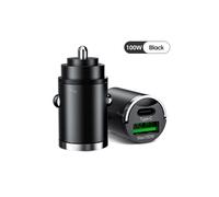 Cargador de coche USB C de 100 W PD QC, adaptador rápido para encendedor de cigarrillos para iPhone 13 12, Samsung, Xiaomi, color negro.