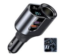 Cargador de Coche USB C, Divisor Mechero Coche 127W, PD 30W + Doble QC3.0, Adaptador Encendedor 12V/24V Carga Rápida para iPhone, iPad, Samsung, Huawei, GPS, Dashcam