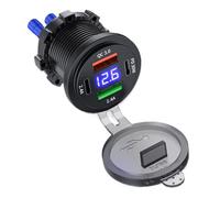 Cargador De Coche USB,Carga Rápida con Pantalla Digital, PD+QC3.0 Y Divisor Tipo-C | Cargador Rápido para Mechero | para Motocicleta Camión Automóvil Vehículo Autocaravana Embarcación Marina