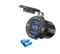 Cargador de coche USB doble para QC3.0 PD 10 x 5 x 5 cm, goma de plástico, USB, doble 18 W para cargador QC3.0, carga simultáneamente 2 dispositivos, salida total 36 W