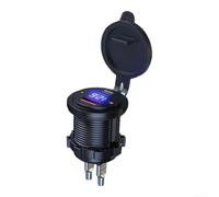 Cargador de coche USB dual de 60 W con carga rápida Qc3.0 y Pd para 12 V, 24 V, motocicleta, camión, cubierta impermeable negra (doble agujero)