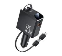 Cargador De Coche Yesido De 125 W Con Puertos Usb-c/usb-a Y Cable Retráctil Usb-c/lightning.