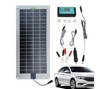 Cargador de de Panel Solar, Kit de Panel Solar 30W 12V Cargador de batería Solar para Coche Plug-and-Play Kit de Carga de para con Enchufe más Ligero y Abrazadera de Coche- -