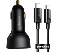 Cargador de encendedor USB doble de 100 W con cable USB-C (negro) - BASEUS