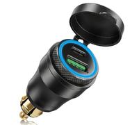 Cargador de Enchufe Motocicleta USB C 30W y QC 3.0, Adaptador DIN Hella Impermeable de Aluminio para BMW Motorrad, Ducati, Triumph (12V-24V)