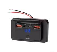Cargador de enchufe USB de 4 puertos impermeable de 12 V con doble para QC3.0 de 18 W y doble USB-C PD de 36 W para caravanas, camiones, barcos, autobuses (B+LCD)