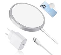 Cargador de inducción magnética para iPhone, 15W inalámbrico rápido estación de cargador con PD 20W Enchufe compatible con Apple Magsafe iPhone 16/15 Pro Max/15 Plus/15 Pro/15/14 Pro/13/12, Airpods