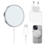 Cargador de Inducción Rápido Compatible con MagSafe, Magnético Cargador Inalámbrico con Adaptador de Corriente 20 W Tipo USB-C Compatible con iPhone 15 Pro/15 Plus/15/14 Pro /14/13