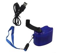 Cargador de manivela USB portátil con generador de energía de respaldo y cable de datos para teléfonos móviles, diseñado para carga al aire libre (azul)