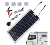 Cargador de Mantenimiento Solar - Soporte de batería 100 W, Doble Salida | Característica, Soporte Moto Coche RV 12 V-24 V, Cargador portátil para Uso vehículo, Resistente a