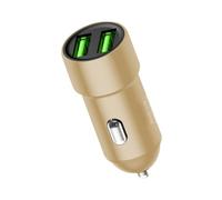 Cargador de Mechero Compacto de Metal con Doble Puerto USB de 3.4A | Adaptador Universal de 12V-24V para Coche y Camión, Carga Simultánea y Segura, Proporciona una Carga Eficiente para Smartphones