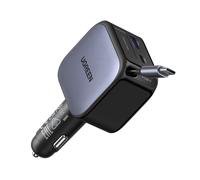 Cargador de Mechero con Cable Retráctil Ugreen 60W 2xUSB-C y 1xUSB-A Gris