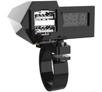 Cargador de motocicleta impermeable 2 en 1 con medidor de voltaje LED y botón de encendido/apagado, se adapta a motocicletas, bicicletas eléctricas, SUV, coches y barcos, viene con múltiples soportes