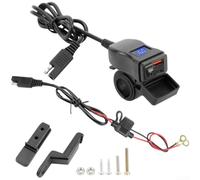 Cargador de motocicleta impermeable con doble enchufe USB de carga rápida 3.0 con medidor de voltaje para bicicleta de 12 V