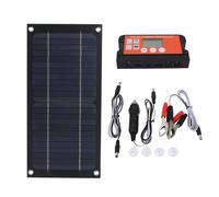 Cargador de panel solar de 600 W, silicona de cristal único, controlador de carga de 100 A, kit de panel solar con cable de extensión, abrazadera de batería/soporte para caravana, camping al aire