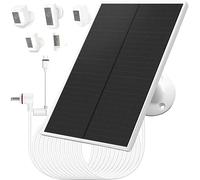 Cargador de panel solar de 6W/5V con dos conectores DC3.5x1.35 y USB-C, cable de carga de 9.8 pies, IP65, compatible con Ring Spotlight Cam Plus/Pro, batería de leva de 2ª/3ª generación