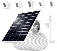 Cargador de panel solar de 8W/5V con dos conectores DC3.5x1.35 y USB-C, cable de carga de 9.8 pies, IP65, compatible con Ring Spotlight Cam Plus/Pro, batería de leva de 2ª/3ª generación