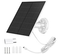 Cargador de panel solar para cámara de seguridad al aire libre, paneles solares de 5 W con adaptador micro USB y USB C para cámara de batería recargable de 5 V CC, impermeable IP65, montaje ajustable