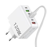 - Cargador de Pared, Adaptador de Pared, estación de Carga USB de 120 W, concentrador de Bloque de Carga rápida, Cubo de Bloque de Carga multipuerto con 3 USB C y 3 USB A para Varios Dispositivos
