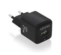 Aisens Cargador de pared GaN ASCH-25W2P015-BK 25W 1x USB-C PD3.0/QC4.0 + 1x USB-A QC3.0 Negro