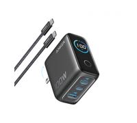 CARGADOR DE PARED ANKER 100W 3 PUERTOS CON PANTALLA INTELIGENTE NEGRO