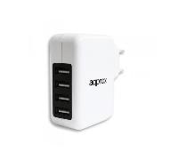 CARGADOR DE PARED APPROX 4USB 1A BLANCO APPUSBWALL4PW