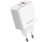 Cargador de pared Beline de 45 W con tecnología GaN y puertos USB-A/USB-C (BLN2CW45, color blanco)