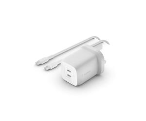 Cargador de pared - Belkin - 65W - 2 puertos USB-C - Cable USB-C 2m - Power Delivery
