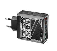 Cargador de Pared, Bloque de Adaptador de Enchufe con Carga Rápida, Estación de Accesorios Móviles 6 Puertos 30W con Carga Rápida USB