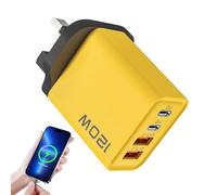 Cargador de pared | Bloque de carga rápida de 4 puertos - Adaptador portátil con doble puerto PD y doble puerto USB diseño compacto para viajes en casa, dispositivos móviles y tabletas