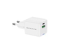 CONCEPTRONIC USB Charger PD GaN 2 Port 20W, USB-C x 1, USB-A x 1, QC 3.0, PPS