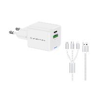 CONCEPTRONIC PD GaN 2 Port 33W USB Charger with 3 in 1 Charging Cable, USB-C x 1