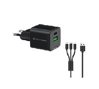 Cargador de pared conceptronic althea16b 33w + cable usb 3.0 3 en 1