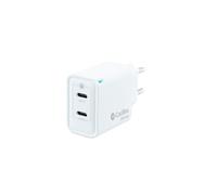 Cargador de pared CoolBox Gan 35w - Blanco - 2 puertos USB-C - Universal