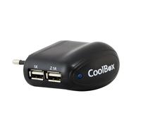 Cargador de Pared CoolBox UX-2 2 Puertos USB 2500mA Negro