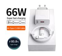 Cargador de pared europeo súper rápido 6A 66W para Huawei Mate 40 50 60 P50 Nova 8 9 10 Honor 90 100 X7 X8 X9 Magic tipo C Cable USB de carga