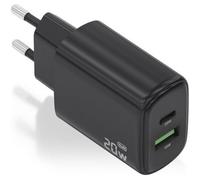 Cargador de Pared GaN Aisens A110-0910/ 1xUSB Tipo-C/ 1xUSB/ 20W/ Negro
