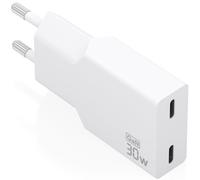 AISENS Cargador Ultra Delgado GAN 30 W, 2 x USB-C PD3.0, Blanco