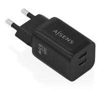 Aisens cargador gan 65w, 2xusb-c pd3.0 qc4.0, negro
