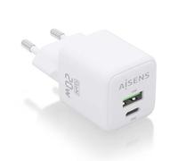 Aisens ASCH-20W2P010-W Cargador GaN 20W 1xUSB-C PD3.0 QC4.0 1xUSB-A QC3.0 Blanco
