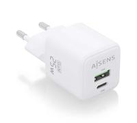 Aisens ASCH-25W2P014-W Cargador GaN 25W 1xUSB-C PD3.0 QC4.0 1xUSB-A QC3.0 Blanco