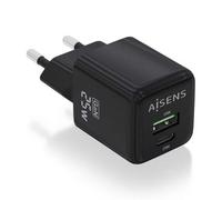 Aisens cargador gan de pared 1xusb tipo-c 1xusb 25w asch-25w2p015-bk