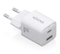 CARGADOR AISENS GAN 30W 1XUSB-C PD3.0 QC4.0 1XUSB-A QC3.0 BLANCO