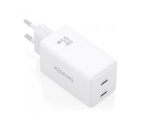 Cargador de pared gan aisens asch-65w2p078-w/ 2xusb tipo-c/ 65w/ blanco